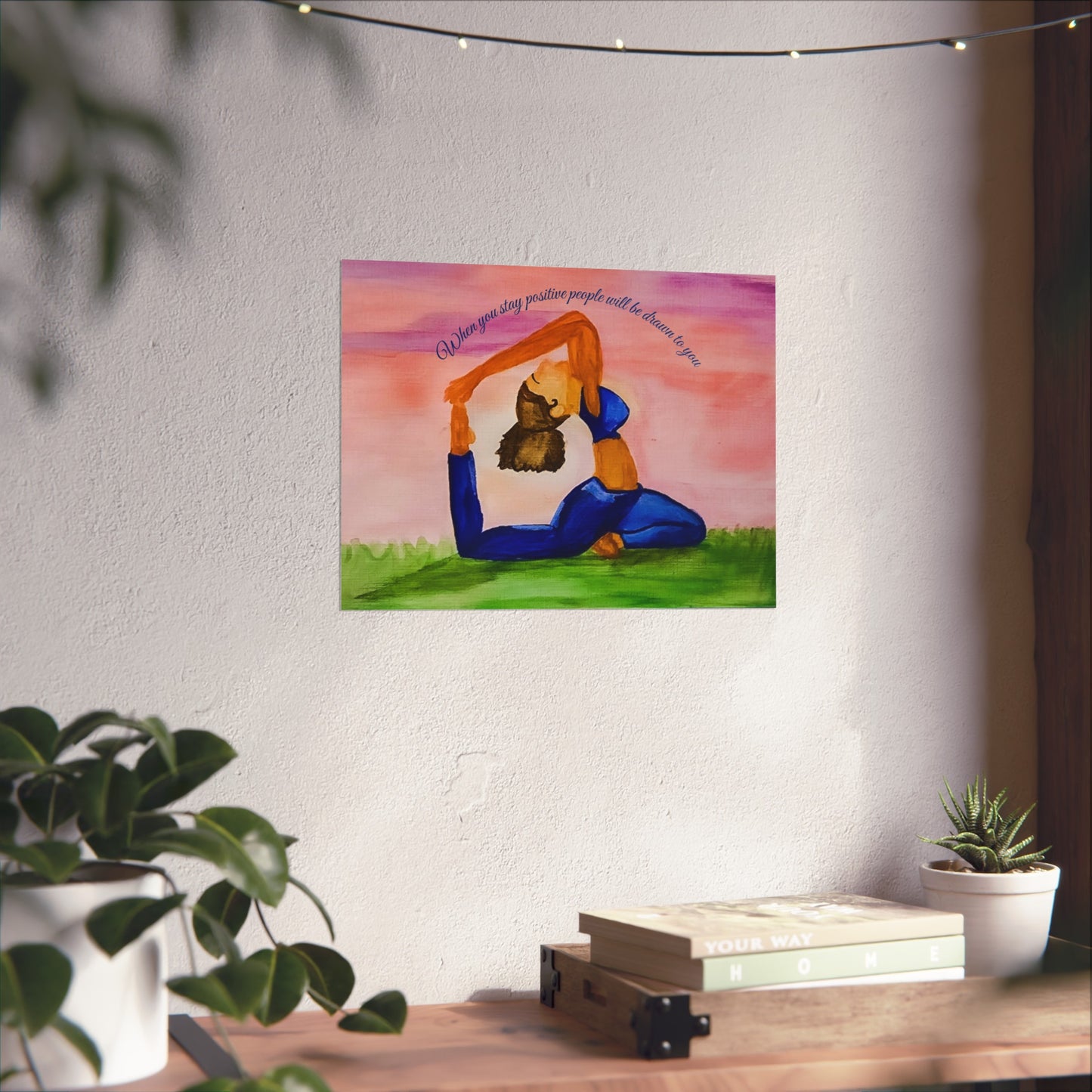 Mindful Yoga Art Print, Inspirational Wall Decor, Self-Care Gift, Positive Vibes Poster, Tranquil Living Room Decoration