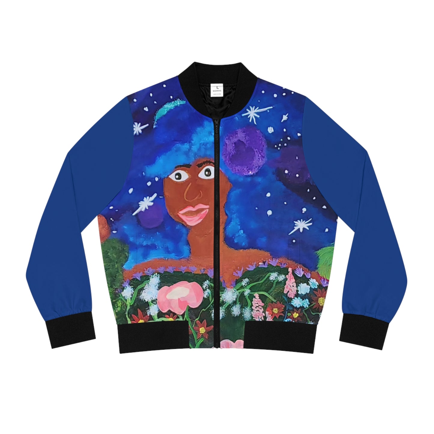 Vibrant Women's Bomber Jacket, Colorful Casual Outerwear, Unique Artist Design Coat, Trendy Fashion Statement, Gift for Her