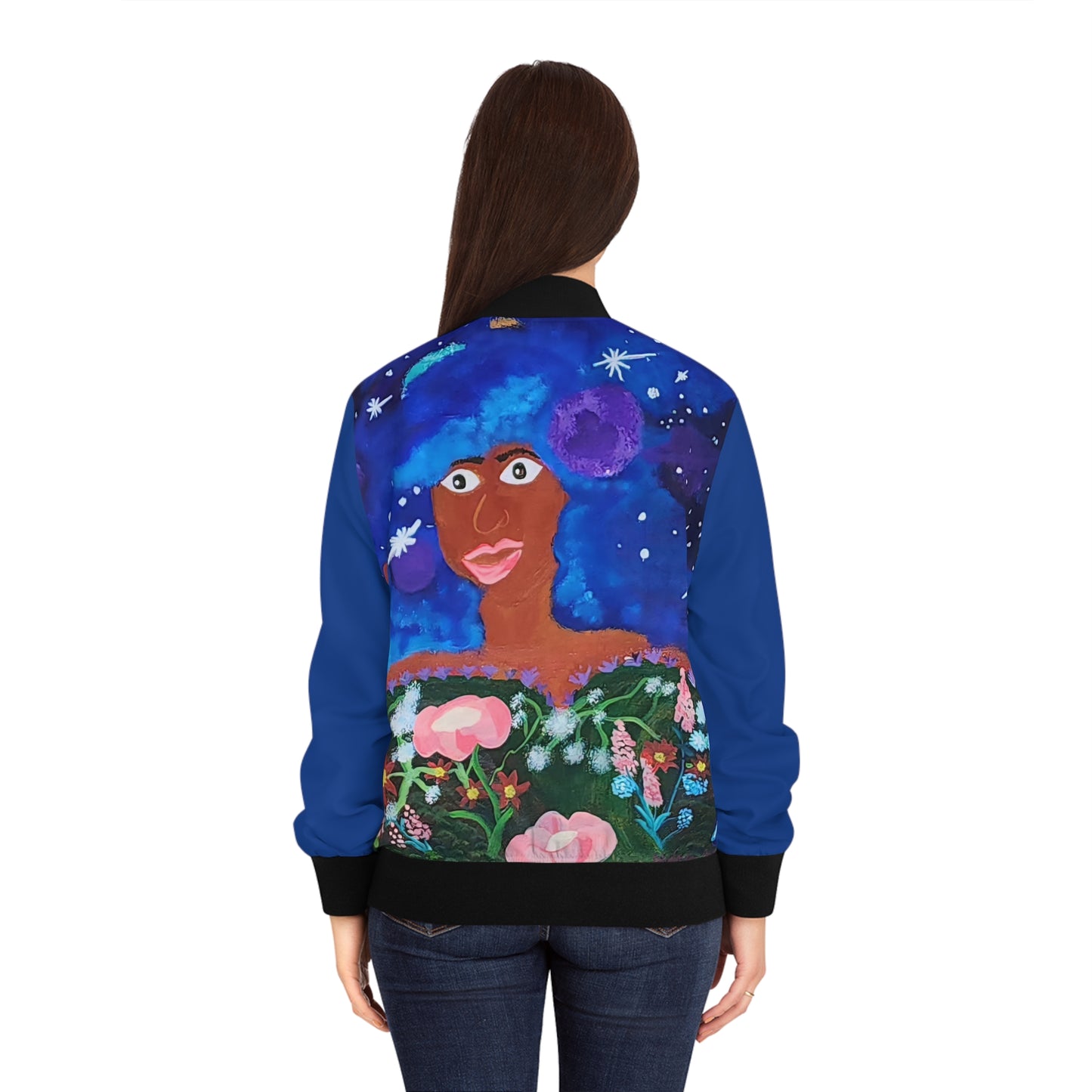 Vibrant Women's Bomber Jacket, Colorful Casual Outerwear, Unique Artist Design Coat, Trendy Fashion Statement, Gift for Her