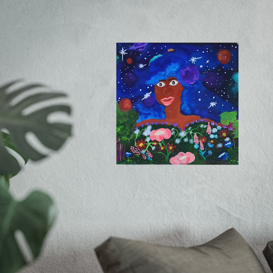 Whimsical Celestial Wall Art Print, Dreamy Fine Art Poster, Home Decor, Gift for Space Lovers, Colorful Starry Night Art