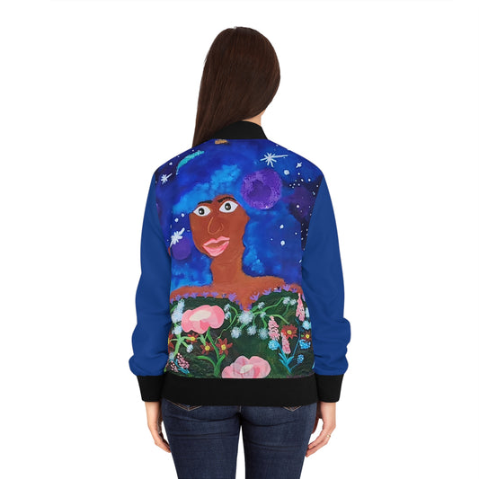 Vibrant Women's Bomber Jacket, Colorful Casual Outerwear, Unique Artist Design Coat, Trendy Fashion Statement, Gift for Her