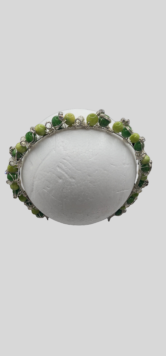 Boho Green Dyed Jasper Beaded Headband