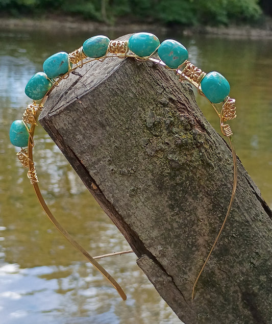 Turquoise Headband Hair Jewelry| Beaded Crown Couture