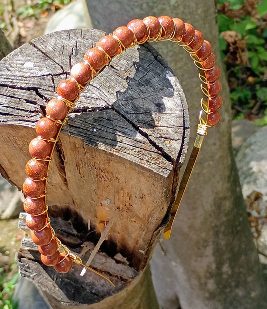Goldstone Beaded Headband|Crown Couture